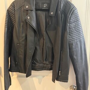 New York & Company Black Leather Biker Jacket